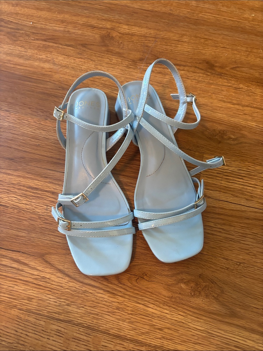 Jones New York Powder Blue Strappy Buckle Sandals